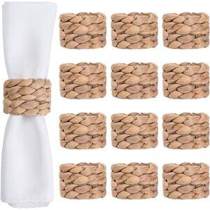 Napkin Rings Set of 12, Farmhouse Napkin Rings Table Decor Handmade by Natural